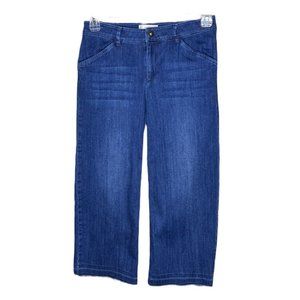 J.Jill Womens Jeans Size 4P Petite Denim Blue Mid Rise Full Leg Crops Raw Hem